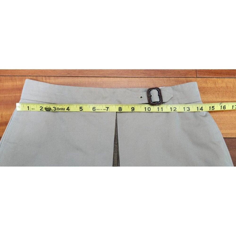 EFTYCHIA Ventile Beige Midi Skirt Straight Plaid Insert Belted UK 10 - Picture 8 of 13